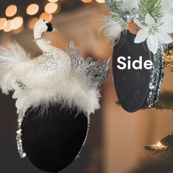 Christmas White Swan Headband, White Christmas Headpiece, Princess Tiara - Picture 1 of 16